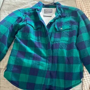 Woolrich Green and Blue Plaid Shirt